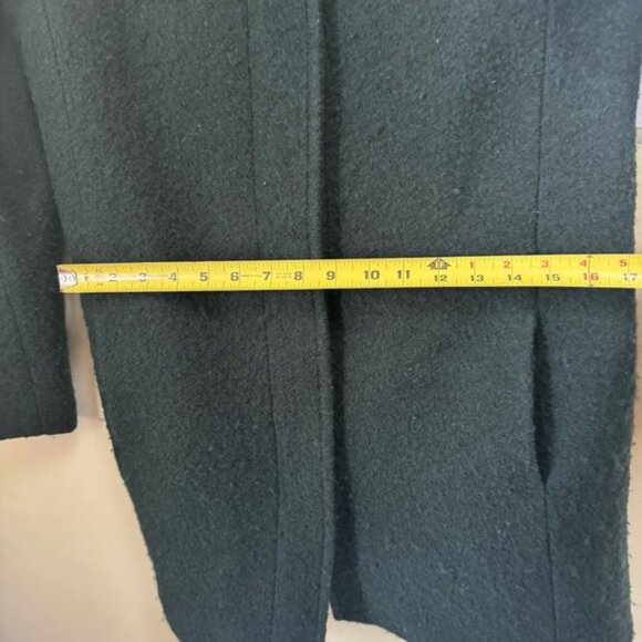 Club Monaco Wool Boucle Zipper Pea Coat Pockets Jacket Green Gold Minimalist M - Picture 15 of 16